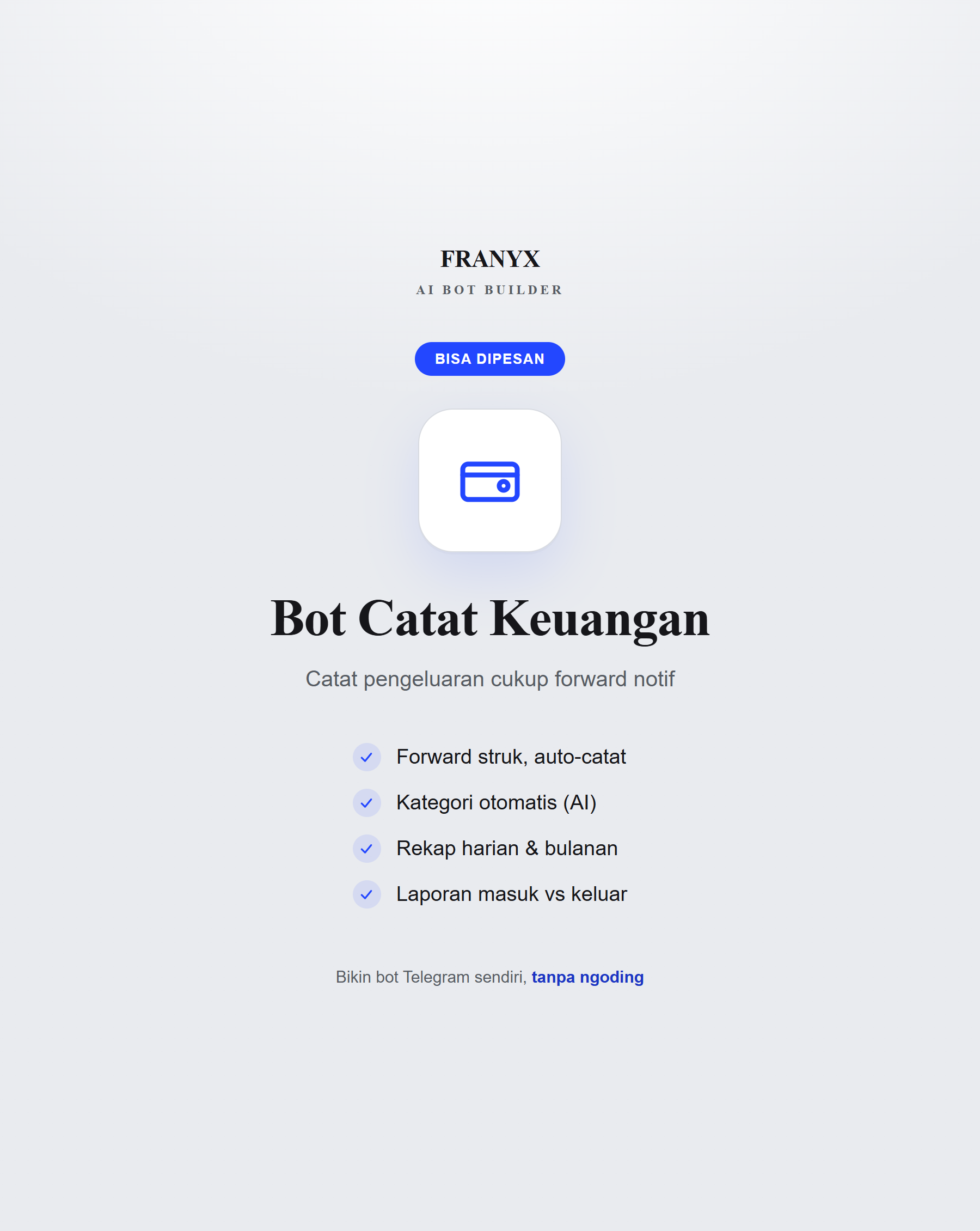 Contoh bot catat keuangan FRANYX