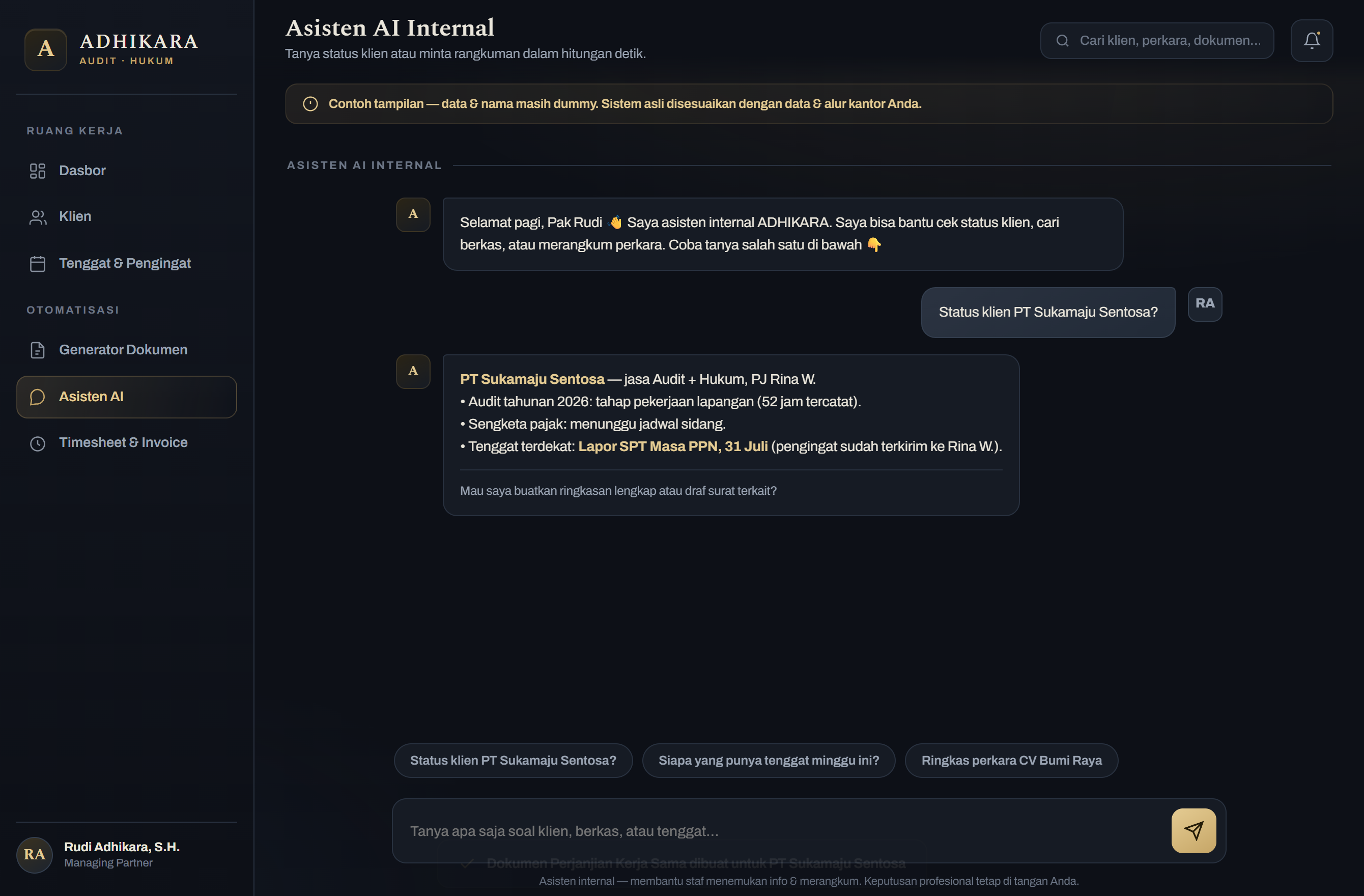 Adhikara - asisten AR untuk kantor audit dan hukum