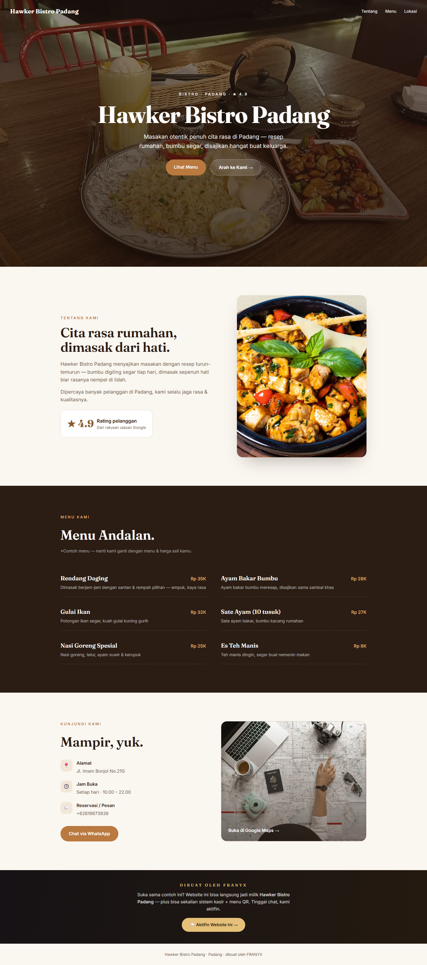 Contoh website usaha resto